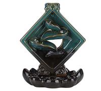 Porte-encens en céramique à reflux, rétro élégant carré Lotus Base cascade brûleur d'encens ornement aromathérapie ornement décor à la maison pour l'aromathérapie, décoration intérieure, yoga