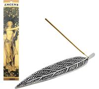 Porte-encens en forme de feuille en aluminium - incl. bâtonnets d'encens ambre, 25 pièces