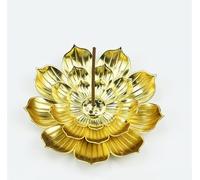 Porte-encens en forme de lotus avec plateau pour bâtons d'encens : brûleur d'encens multifonction et porte-encens amovible, méditation, yoga, relaxation, décoration d'intérieur (doré)
