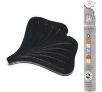 Porte-encens en pierre noire Ginko + 14 bâtonnets d'encens ayurvédique Noir