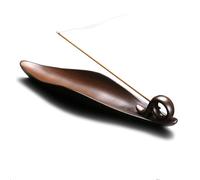 Porte-encens en porcelaine marron, plateau de 22,9 cm avec 3 trous et récupérateur de cendres, spa, méditation, yoga, décoration de bureau