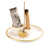 Porte-encens et bougeoir 4-en-1 - Plateau en céramique pour brûler la Sauge, Le Palo Santo et Les Bougies - Parfait pour la Salle de méditation et la décoration intérieure - 5,9"