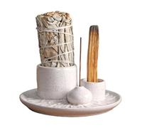 Porte-encens et bougie en céramique avec bac récupérateur de cendres, porte-encens multifonctionnel Pa-lo Santo, bol pour le yoga, la méditation, la décoration d'intérieur