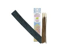 Porte-encens Kaya en pierre fleurs exotiques + Encens indien au Patchouli