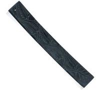 Porte-encens Kaya en pierre - gravure fleurs exotiques Noir G
