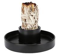 Porte-encens Palo Santo en céramique de 4,1 cm de diamètre - Noir (sauge non incluse)
