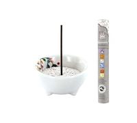 Porte-encens porcelaine Végétal + 14 bâtonnets d'encens ayurvédique Multicolore