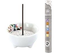Porte-encens porcelaine Végétal + 14 bâtonnets d'encens ayurvédique Multicolore