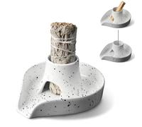 Porte Encens Porte encens Baton pour Sauge Blanche Purification a bruler 3 en 1 Céramique Brule Bol Brûlant pour Palo Santo Encens Sauge Blanche (Gris)