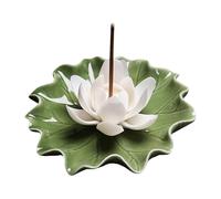 Porte-encens pour bâtons - Plateau en forme de fleur - Porte-encens avec base en forme de feuille pour méditation, yoga, spa, salon, chambre à coucher