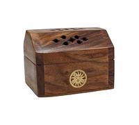 Porte-encens pour cônes | Petite boîte en bois & laiton motif Aléatoire