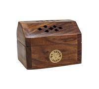 Porte-encens pour cônes | Petite boîte en Bois & Laiton Motif Aléatoire
