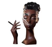 Porte Encens Rigolo Resine Tête de Femme Noire, Brûleur Parfumé Zen Élégant, Décoration D'intérieur, Yoga, Spa, Méditation(A-20cm)