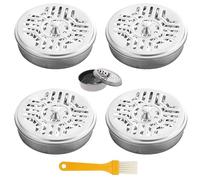 Porte-encens Ronds avec Couvercle avec 1 Pinceau, Porte-encens Portable Encensoir, Boîte De Bobine De Moustique, Support Bobine Moustique, Porte-encens Ronds pour MaisonCamping, Les Voyages (4)