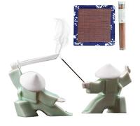 Porte-encens samouraï japonais - Brûleur d'encens en céramique avec 2 tampons et 1 bouteille d'encens, décoration d'intérieur zen et thé Kongfu pour la méditation et le bureau