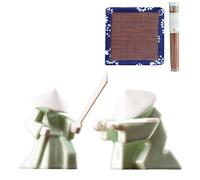 Porte-encens samouraï japonais - Brûleur d'encens en céramique avec 2 tampons et 1 bouteille d'encens, décoration d'intérieur zen et thé Kongfu pour la méditation et le bureau