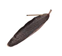 Porte-Encens Support à Encens en Forme Feuille 26cm de Long Porte-bâtons D'encens pour Maison Décoration Cuivre Rouge