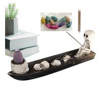 Porte-encens tête de Mort pour bâtons, Porte-brûleur d'encens tête de Mort,Brûleur de bâtons d'encens de Bateau en résine - Porte-encens décoratif pour Studios de Yoga, études, Salons