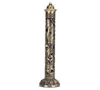 Porte-encens tour brûleur d'encens, porte-encens vertical portable en bronze Dragon Phoenix relief rétro nostalgie avec boîte de rangement artisanale porte-encens pour décoration d'intérieur, salon de