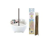 Porte-encens Végétal en porcelaine + Encens indien au Patchouli Multicolore