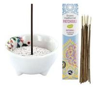 Porte-encens Végétal en porcelaine + Encens indien au Patchouli Multicolore