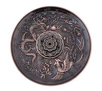 Porte Encens Vintage avec Récupérateur de Cendres Brûleur d'Encens Support Encens Alliage de Zinc Chinois Dragon Décoration pour Maison Salle Bureau Club Yoga FengShui (Bronze Rouge)