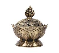 Porte-encens à refoulement avec bol d'encens lotus - Porte-cône en alliage de zinc pour décoration de maison et de bureau, bronze