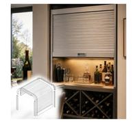 Porte enroulable pliante cave à vin poussée manuelle coulissante | 40 60 80 cm Système de porte coulissante meubles rangement ABS gris argenté atelier/armoire