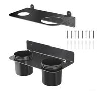 Porte-entonnoir mural robuste pour ateliers de réparation automobile, support de rangement en métal et plastique pour entonnoirs d'huile et conteneurs de fluide, finition noire avec kit de vis, deux