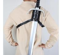 Porte-épée Dorsal médiéval en Similicuir Noir, Fourreau réglable à Large Sangle pour Cosplay, Accessoire rétro en PU, Dimensions 15 x 10 x 3 cm, 5,9 x 3,9 x 1,2 in