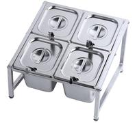 Porte-épices en Acier Inoxydable, étagère de Rangement à 2 rangées pour comptoir avec Ensemble cuillère et Couvercle, Organisateur de Placard de Cuisine