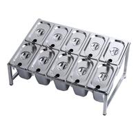 Porte-épices en Acier Inoxydable, étagère de Rangement à 2 rangées pour comptoir avec Ensemble cuillère et Couvercle, Organisateur de Placard de Cuisine