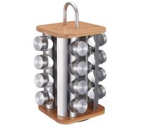 Porte-épices - KLAUSBERG - KB-7555 - 16 récipients en verre - Support rotatif en bambou - Bouchon en acier