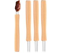 Porte-épis de Maïs - 3 Pointes avec Manche en Bois | 4 Piques-Épis pour Maïs | Pour Fêtes Camping Grillades Rôtisseries Légumes Maison BBQ