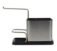 Porte Eponge & Brosse "Inox" 22cm Argent & Noir