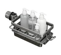 Porte-Éponge Cuisine Rangement Robuste Sans Perçage Égouttoir Crochet | Rangement évier accessoires cuisine Pour Savon Brosse Grattoir Torchon Foyer Cellier Salle De Bain Robinet Gris à droite