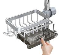 Porte-éponge de l'évier - panier de rangement du robinet, étagère de rack de puits d'argent | Robinets magnétiques Mount Sponges Caddy, distributeur de savon sans glissement, Organisateur de Scurpor D