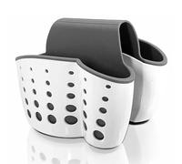 Porte-éponge d'évier, caddie en plastique avec trou de vidange pour les pinceaux, les éponges, le savon et les ustensiles - Faucet de conception de la selle Organisateur de lavabo de cuisine