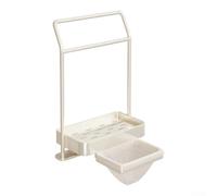 Porte-éponge en acier inoxydable avec filtre rotatif et design à étages pour torchons de cuisine, éponges et brosses à récurer (blanc)