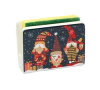 Porte Éponge en céramique décore Lutin de Noël Gnormy Bleu - 12 x 9 cm