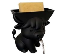 Porte-éponge en forme de vache - Charmante figurine de vache - Construction en ABS de qualité, base de drainage surélevée, 14 x 10 cm, taille compacte | Pour cuisine, salle de bain, comptoir, étagère
