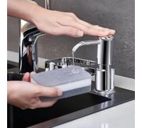 Porte-éponge intégré - Pompe à savon avec tuyau de 99 cm pour une distribution pratique de savon et une organisation de l'évier (noir)