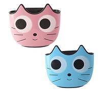 Porte-éponge, NALCY Panier d'évier à Suspendre, Suspendus Paniers Égouttoir Rack Panier Suspendu Organisateur D'évier en Plastique Motif Chat de Dessin animé pour Cuisine Salle de Bain (Bleu Rose)