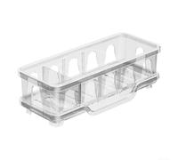 Porte-éponge pour évier avec plateau d'égouttement amovible et séparateur réglable pour organiser le rangement de la cuisine et la gestion des canalisations (transparent)