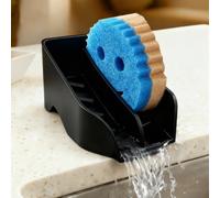 Porte-éponge pour évier de cuisine avec bec de vidange, grand porte-savon, passe au lave-vaisselle, accessoires de cuisine (noir)