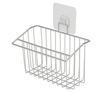 Porte-éponge pour évier de cuisine, brosse de cuisine, savon, vaisselle, liquide, égouttoir mural en acier inoxydable à suspendre pour évier, porte-savon, support de séchage en silicone (argent,