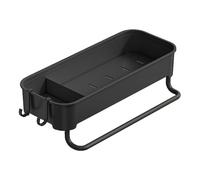 Porte-éponge pour évier de cuisine - Évier de cuisine support mural caddie, support d'éponge épaissi pour le drainage du bassin de lavage | Avec crochet et barre transversale, sans coup de poing, étag