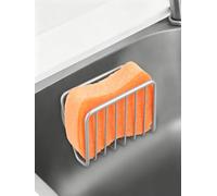 Porte-éponge pour évier de cuisine, porte-éponge en métal avec ventouses, panier métallique ouvert à séchage rapide, pour savon, couvercle d'évier, brosse à vaisselle, laine d'acier (gris clair)