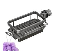 Porte-Éponge Pour Évier De Cuisine Support gain de place sans perçage avec | Porte-éponge accessoire pour évier Pour Savon Brosse Grattoir Torchon Foyer Cellier Salle De Bain Robinet Gris à gauche
