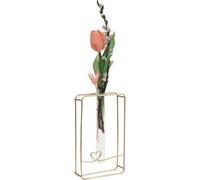 Porte-éprouvette métal or coeur mariage déco 17,5cm vase
